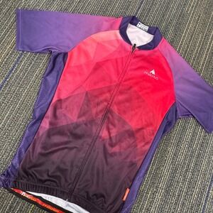 Miloto Cycling Jersey Men Large Pink Purple Excellent Geometric Full Zip Short